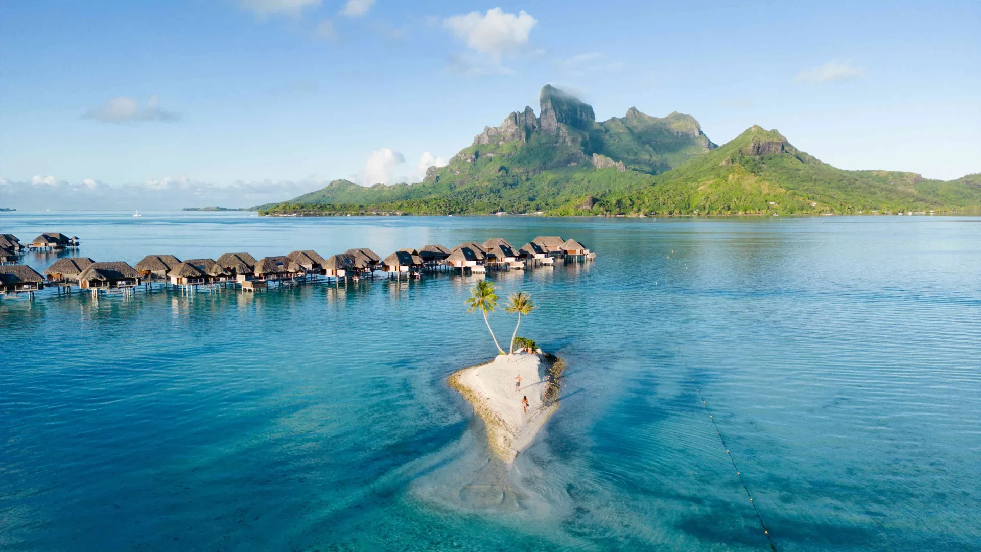 Bungalow on stilts in Bora Bora © Flying World Pictures